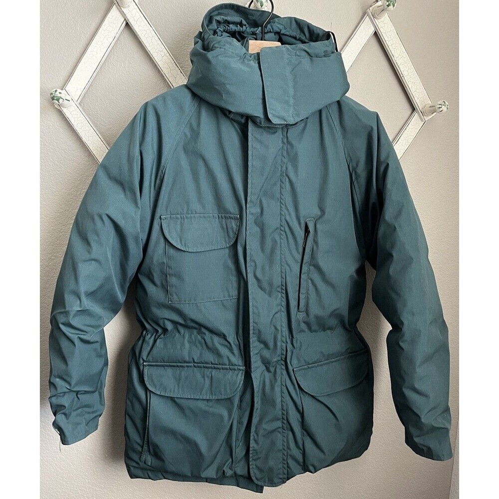 Vintage Eddie Bauer Men's M Hooded Goose Down Puffer Parka Jacket USA - Green